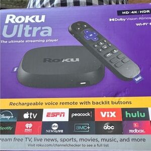 Roku Ultra Streaming Player Black with Purple Packaging